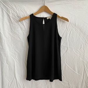 Loft Black Mixed Media Keyhole Back Tank Top